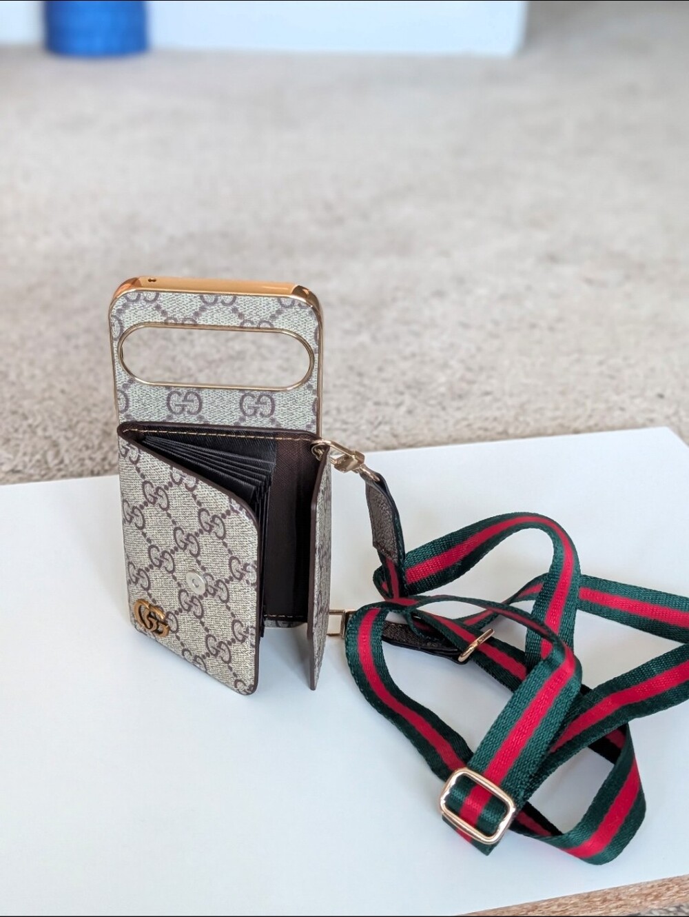 Designer-Style GG Monogram Crossbody Wallet Phone Case with Strap for Google Pix